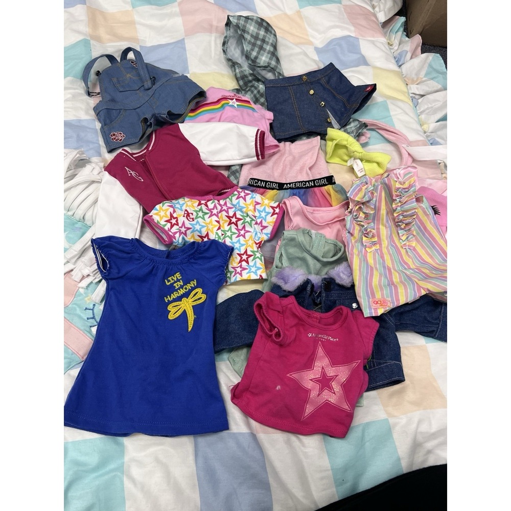 Lot of Variety American Girl And OG Doll Clothes Denim Overalls Pajamas Skirts